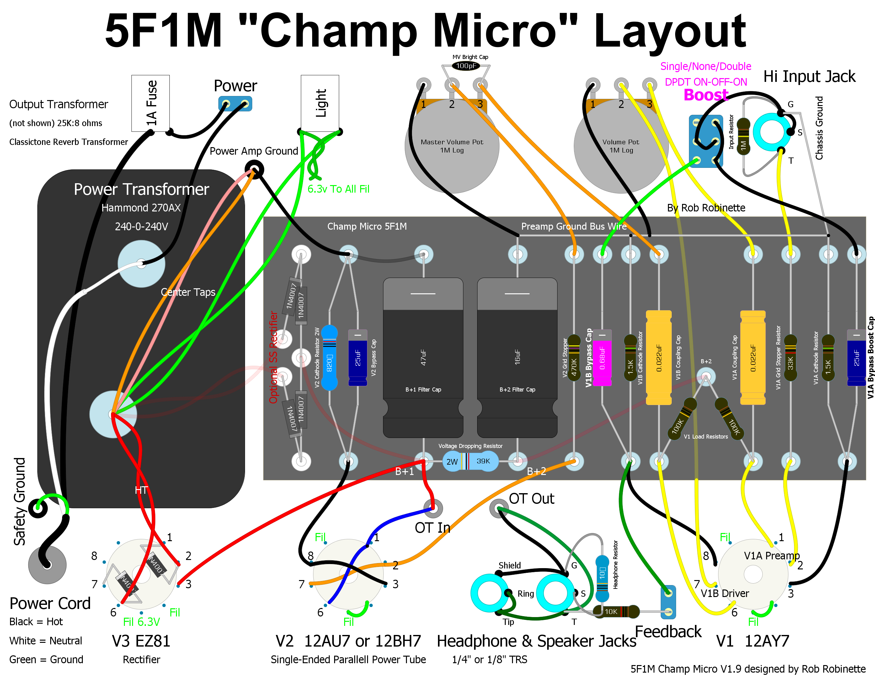 Схема fender champ 5f1