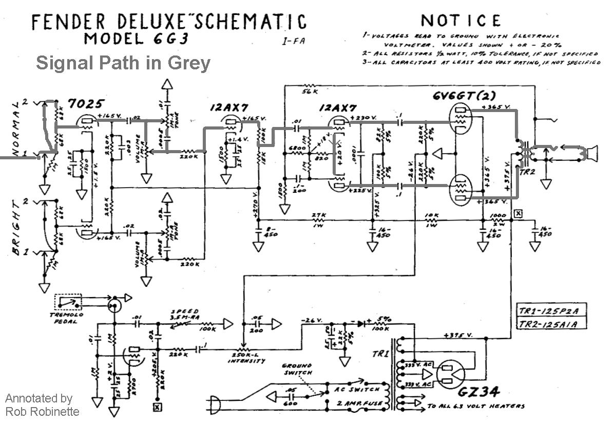 Схема fender deluxe reverb