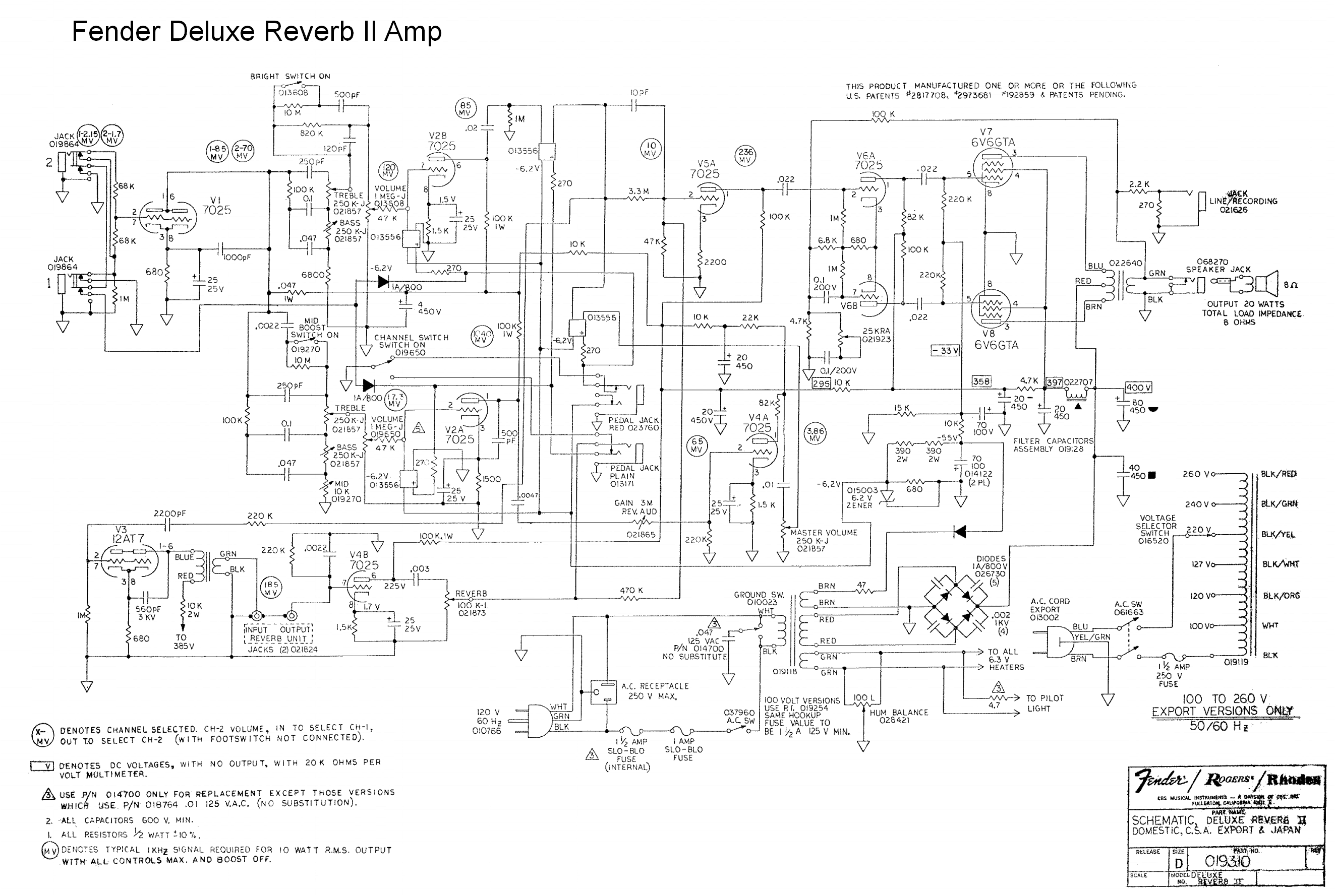 Схема fender deluxe reverb