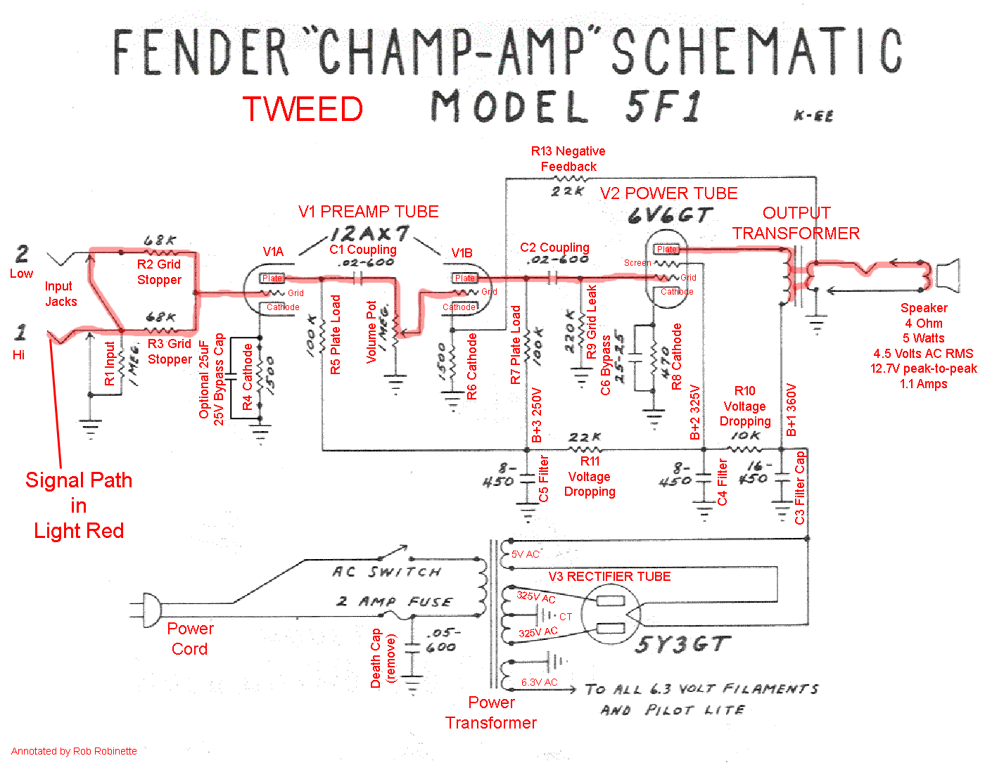 Fender champ amp aa764 schematic definition