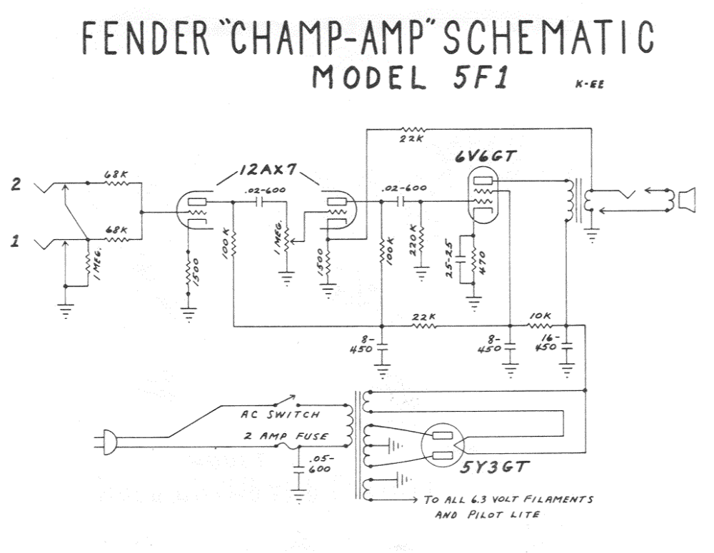 Fender champ amp aa764 schematic definition