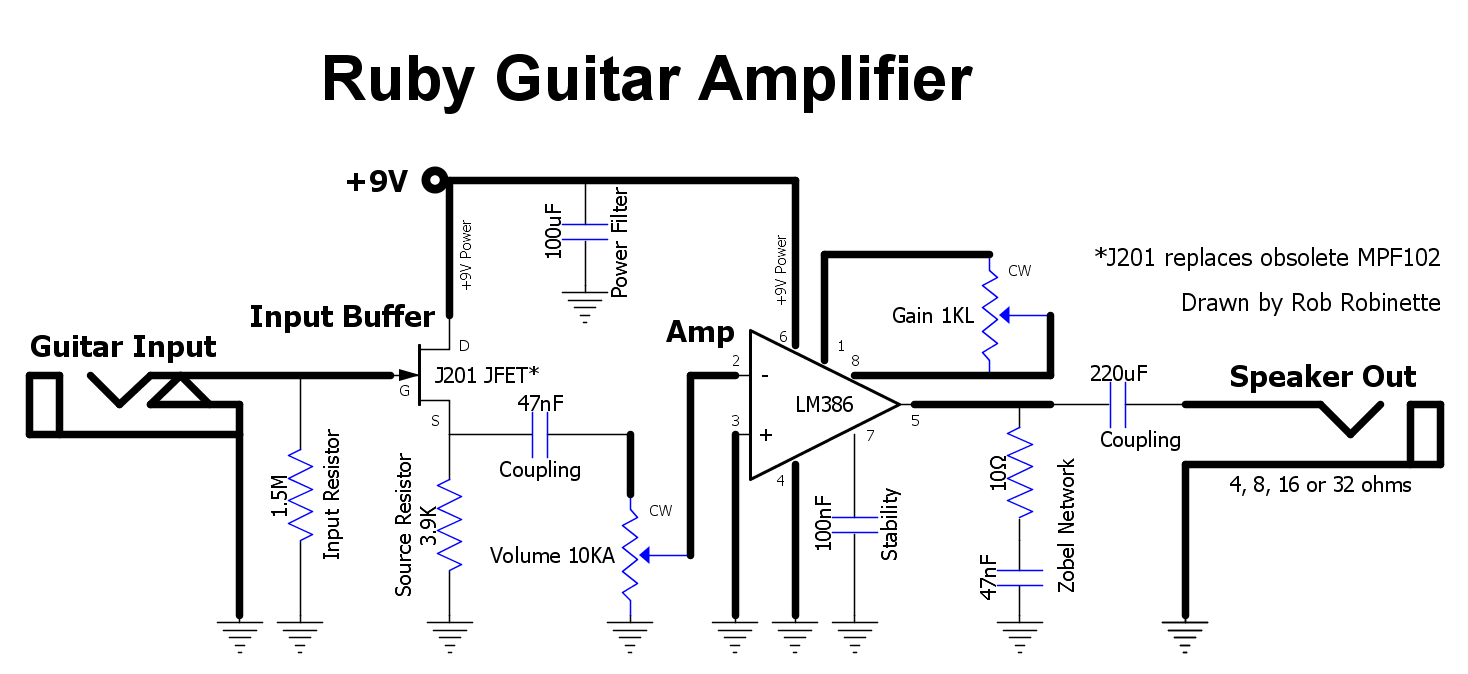 Guitar Amplifier Circuit Diagram With Pcb Layout - PCB ...